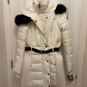 Michael Kors White Puffer Jacket with Black Details